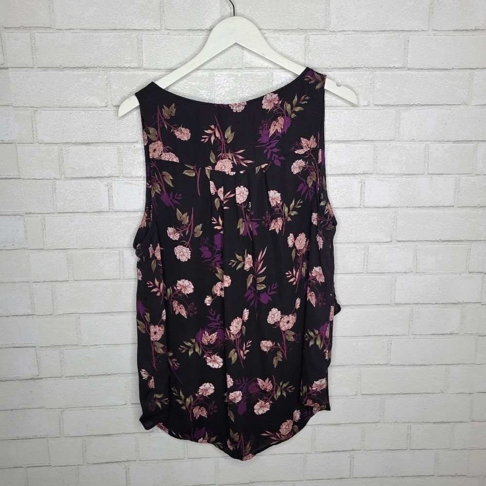 Torrid Black Purple Pink Floral Sleeveless Crepe Blouse - Picture 4 of 4